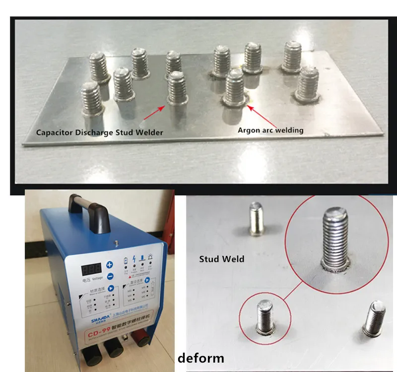 220V Capacitor Discharge Stud Welder Bolt Plate Welding Machine Welding M3-M10 studs for welding Carbon steel stainless aluminu