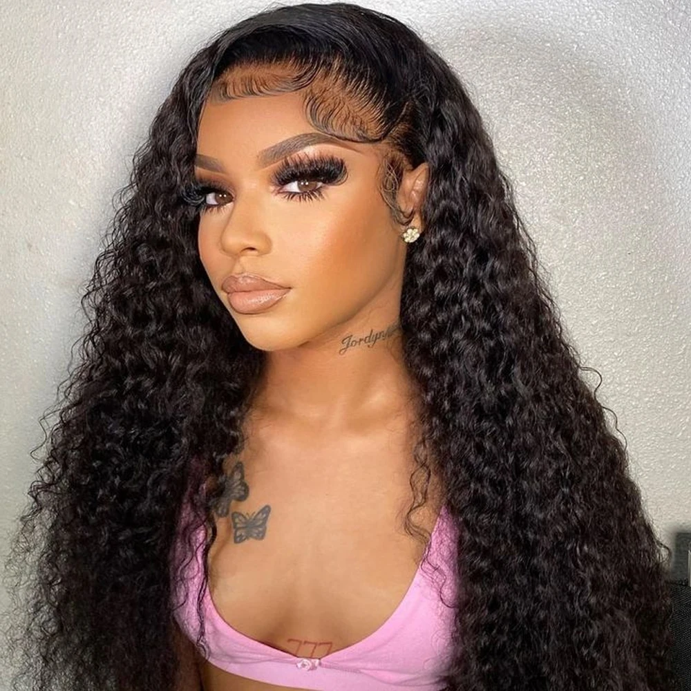 

Kinky Curly lace Front Wig 130% Indian Human Hair 13X4 Lace Front 4x4 Lace Closure Kinky Curly Wig For Black Women 180% Density