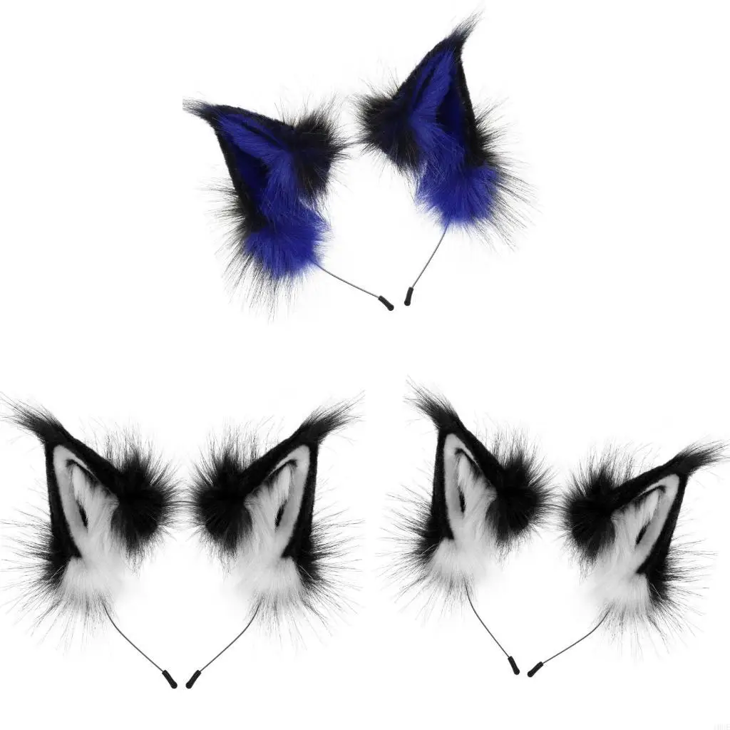 

Cats Foxes Faux Furs Ear Headband Animal Ear Hairband for Halloween Cosplay