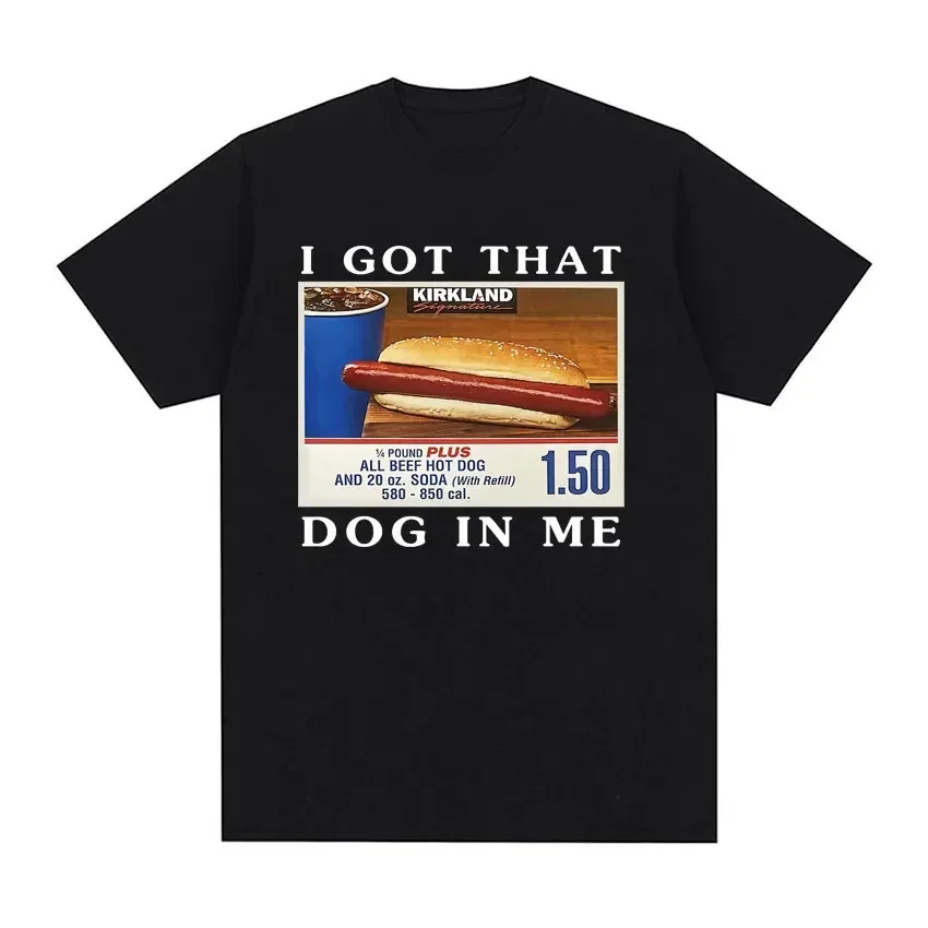 I Got That Dog in Me Costco Pattern Tshirt Fun Kirkland Hot Dog Memory Tshirt Women\'s Retro Style Short sleeved Tshirt