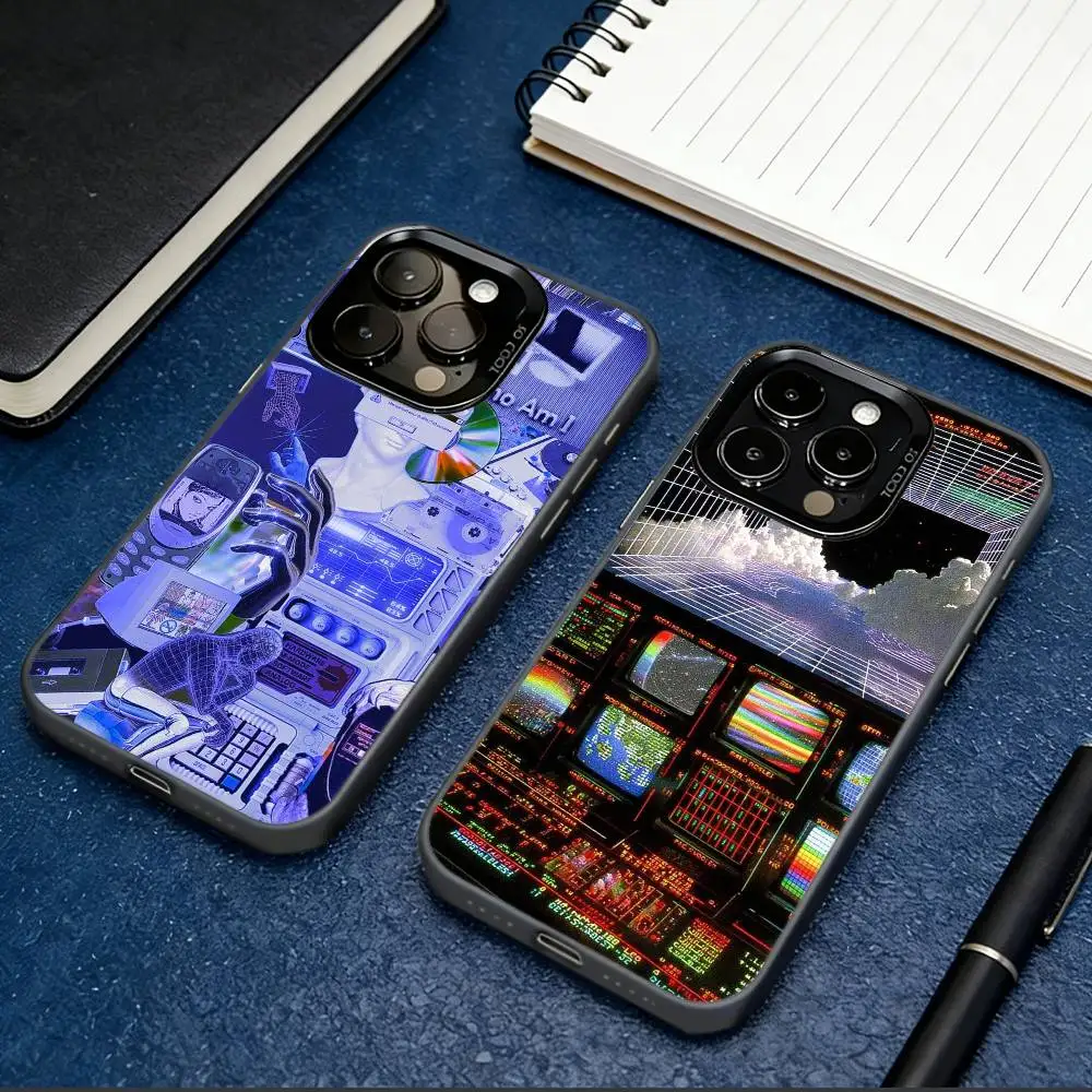 

Vintage sci-fi style Phone Case For iPhone 17,16,15,14,13,12,11 Plus,Pro Max,XS,Colorful Silver Black Cover