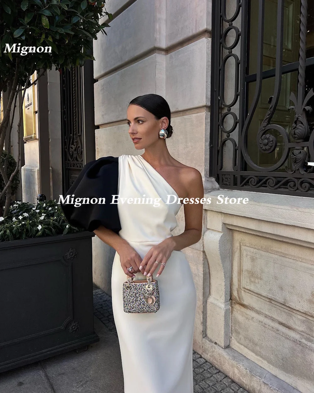 Mignon-vestido de fiesta de sirena de satén para mujer, vestido de graduación de un hombro con volantes, popular, hasta el tobillo, Formal, elegante, de noche, 2023