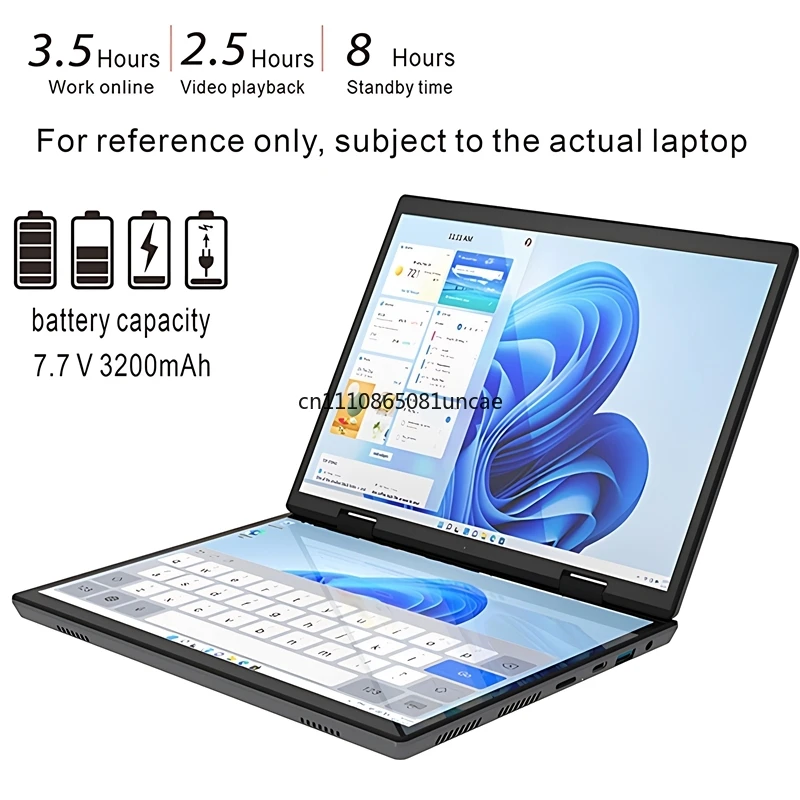 Novo Laptop com Tela Dupla de 10.5 + 10.5 Polegadas, Barato, Laptop YOGA 360 Flip Portátil com Windows 11 para Escritório e Negócios