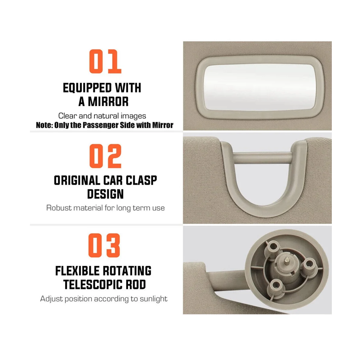 

Car Driver & Passenger Side Front Windshield Sun Visor for Ram 2500 3500 2002-2006 1CT11TL2AA
