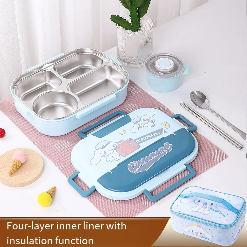 

Sanrio Kuromi Studen мультяшный ланч-бокс портативный ланч-бокс с четырьмя сетками и пятью сетками большой емкости с мультяшной изоляцией ланч-бокс25