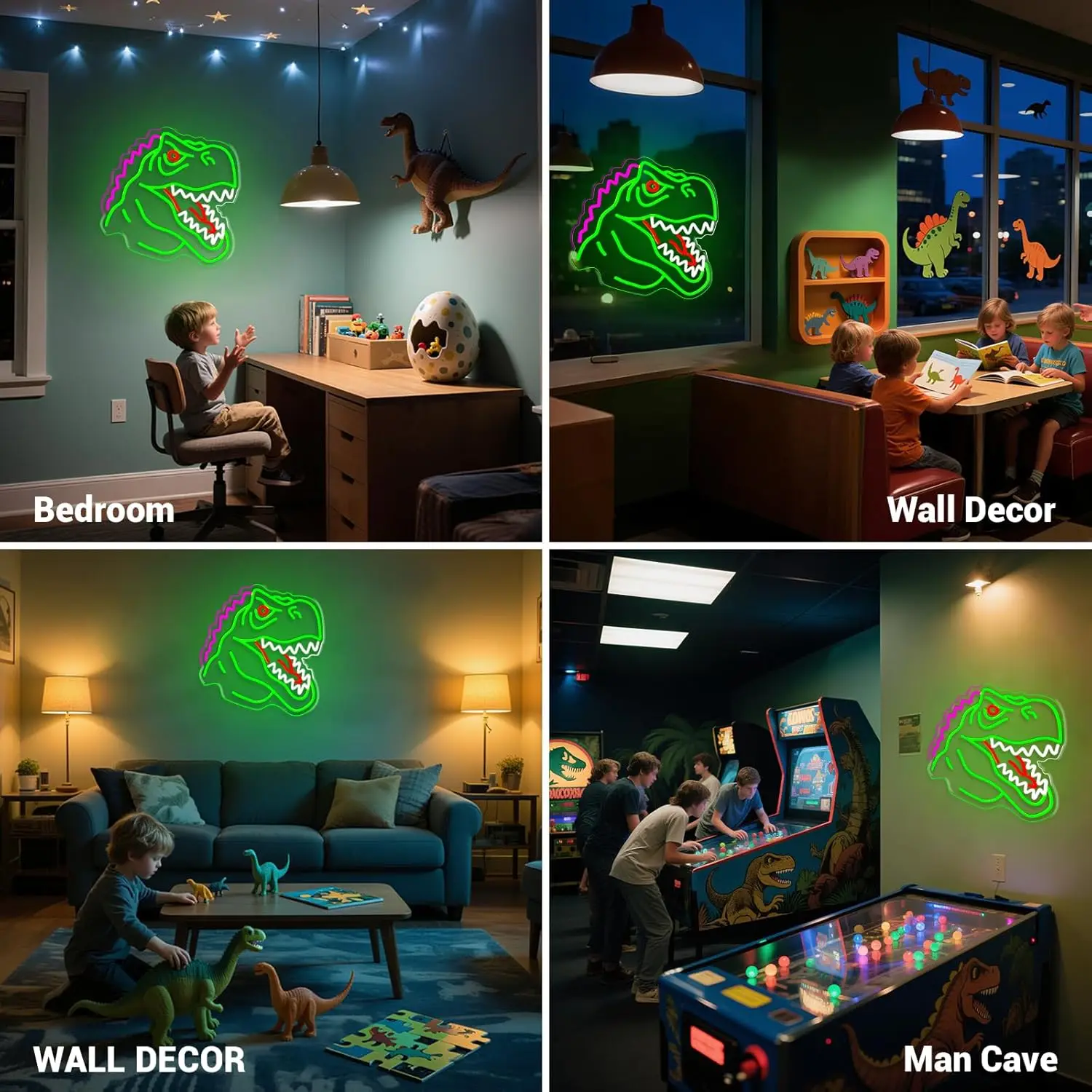 ไดโนเสาร์ป้ายนีออน USB ขับเคลื่อน LED Neon Light สําหรับ Man Cave Bar Club ห้องนั่งเล่นห้องนอน Shop Decor ส่วนบุคคลของขวัญ