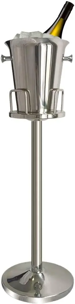 Stainless Steel 201 Ice Bucket Stand Standing Ice Cube Container Wine Champagne Bucket Silver Wine Beer KTV Club Bar BBQ Party W