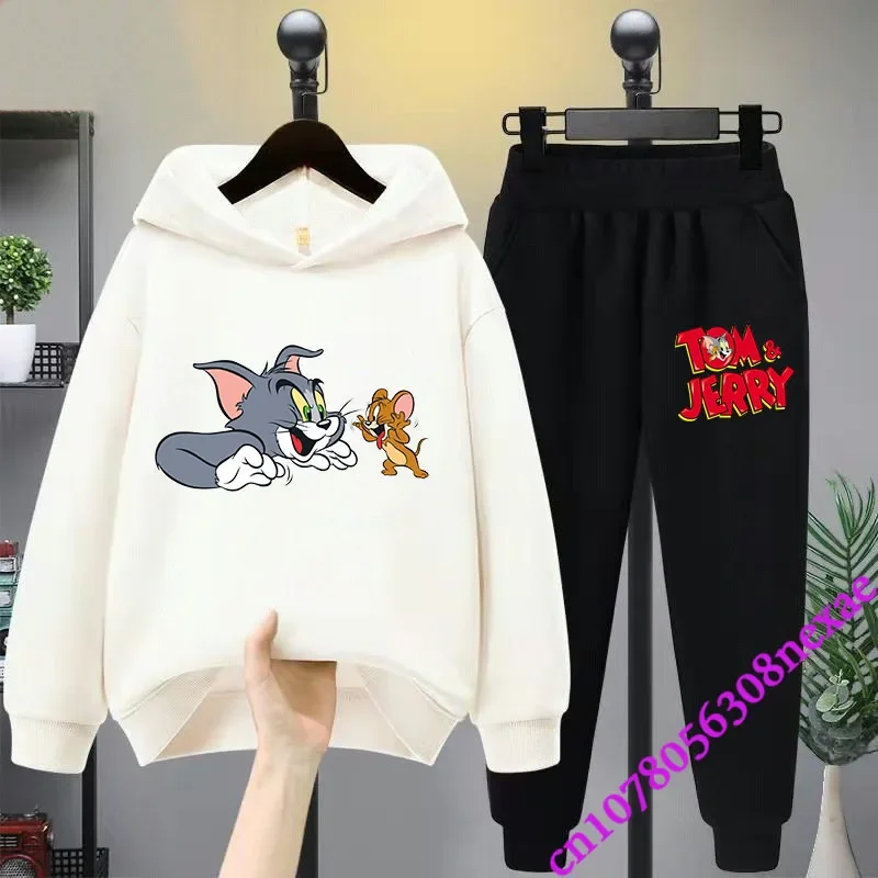 2024 New Disney Tom And Jerry Children's Set Spring And Autumn Cartoon Anime Boys And Girls Print Sports Top And Pants 2-piece