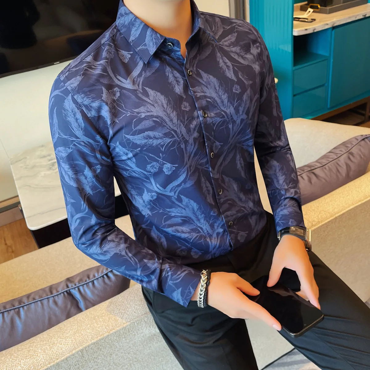 Camicie eleganti da uomo Abbigliamento di lusso coreano Camicia sociale da uomo a maniche lunghe slim fit Camicette da smoking da ballo casual per tutte le partite