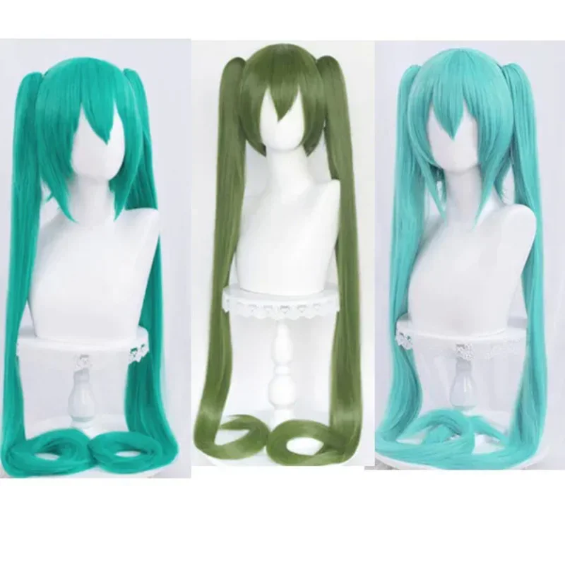 A Vocaloid Miku Cosplay Wig Anime  New Year Christmas Halloween Party Long Kimono Green Wigs