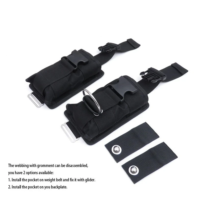 New 2Pcs 1680D Nylon Scuba Diving Weight Belt Pockets 5mm Thick 22.5X15x5cm Size with Quick Release Buckle for Free Diving