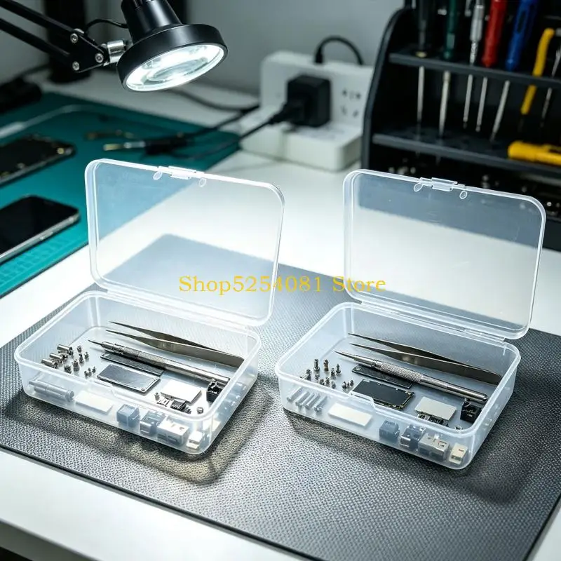 AXYC Rounded Clear Storage Case Container with a Hinged Flip-Top Lid, Front Latches, and Not Divided Interior Space for Small