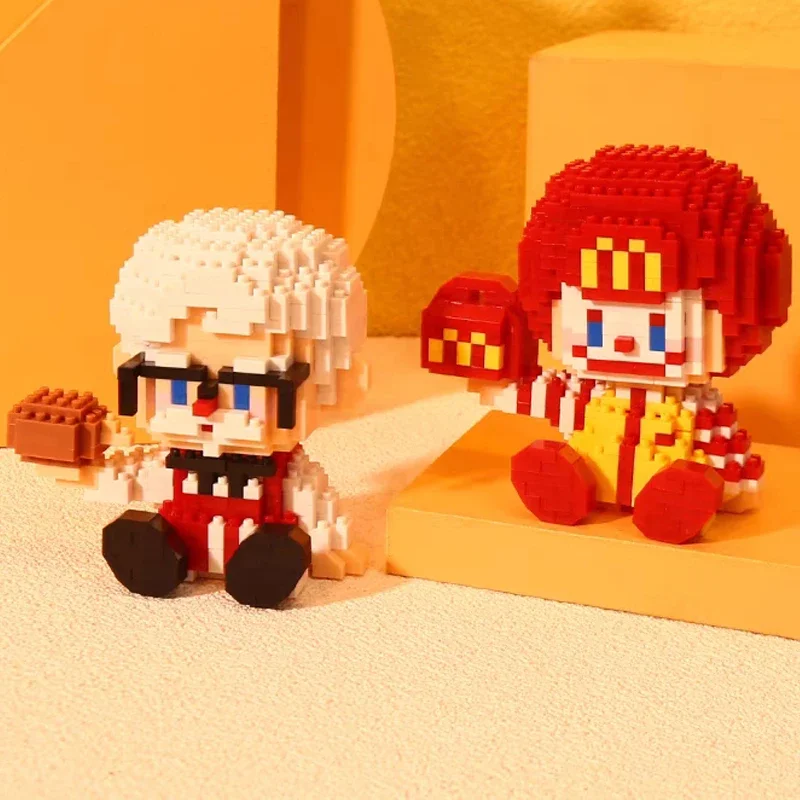 PN Fast Food Clown Uncle Joker Grandpa Hamburger Bread 2-in-1 Doll Mini Diamond Blocks Bricks Building Toy For Children No Box