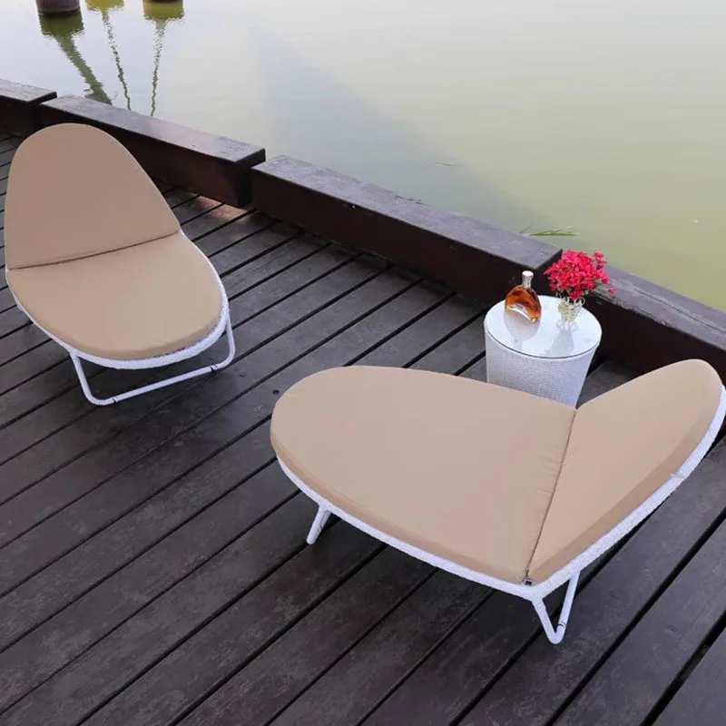 For Rattan Adults Folding Chair Beach Reclining Sun Lounger Lounger Folding Chair Wide Outdoor Living Chaise Pliante Furniture