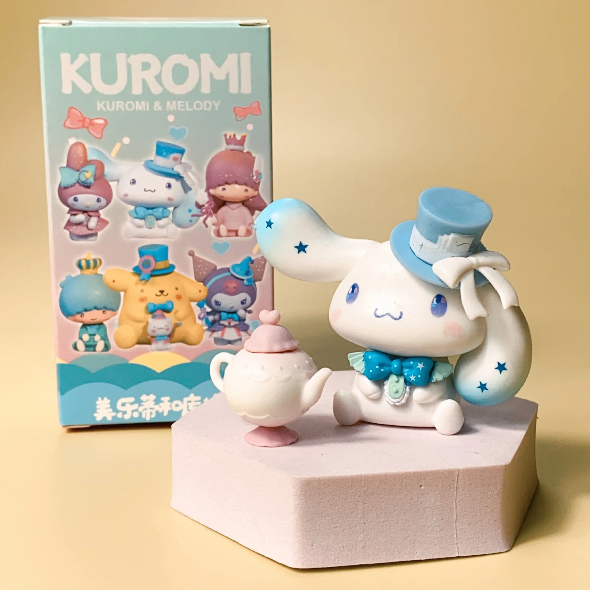 Nova caixa cega sanrio kawaii kuromi cinnamoroll minha melodia figuras bonecas saco cego brinquedo para fãs presente