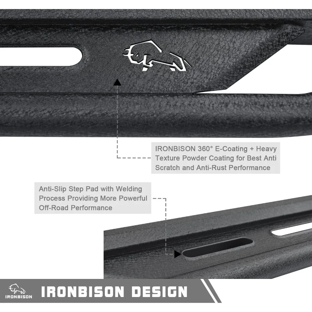 Running Boards Fits 2015-2025 Chevy Colorado/GMC Canyon Crew Cab Heavy Duty Pickup Truck Side Steps Off Road Nerf Bars Heavy Tex