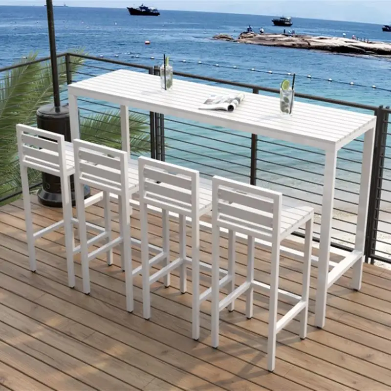 Bar al aire libre, mesa de bar al aire libre, balcón, combinación casual de mesa alta y silla, patio exterior, protección solar e impermeable