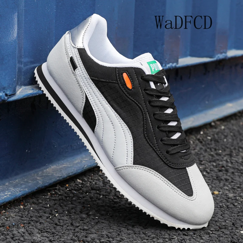 Retro Running Sneakers Plus Size 45 Men Casual Shoes Fashion Leather Canvas Breathable Height Increased Platform Board Shoes