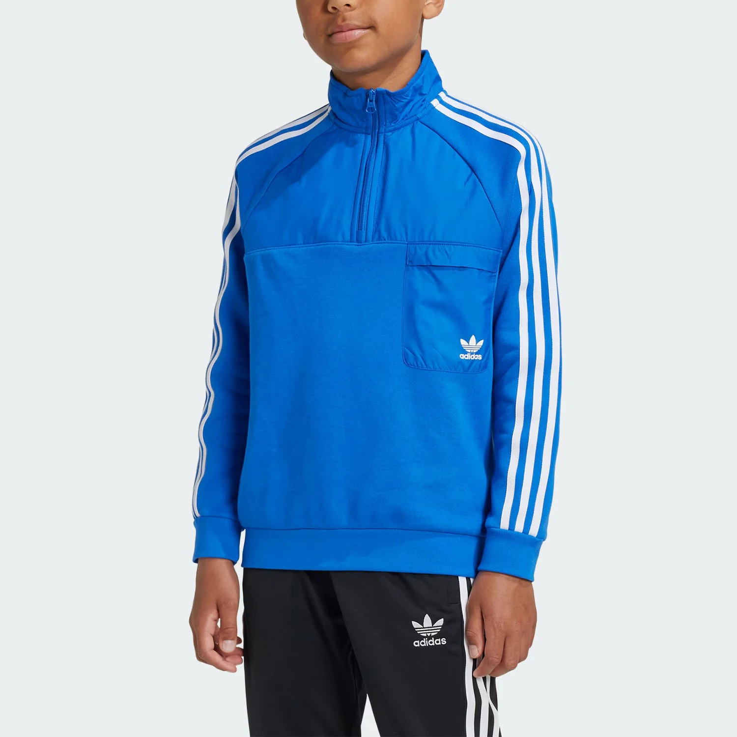 

Официальный детский свободный повседневный лоскутный свитшот Adidas с тремя полосками IX9999