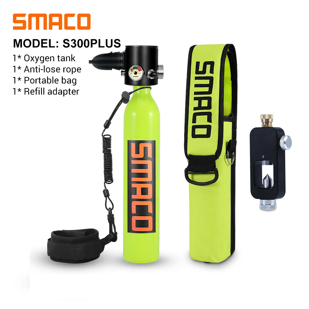 

SMACO Mini Scuba Tank Diving Cylinder Handheld Reusable Scuba Supplies Underwater Exploration Emergency Rescue Mini Diving Tank