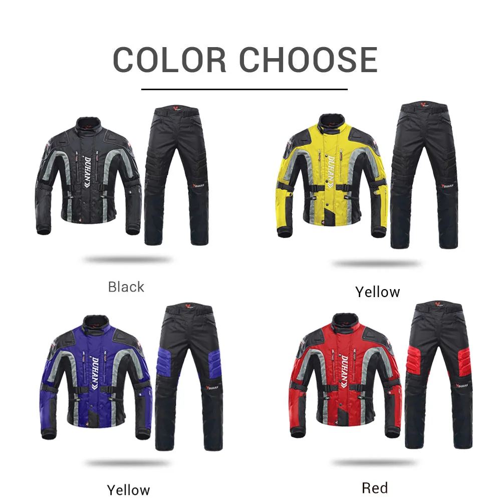 DUHAN Motorcycle Jacket Kits Windproof Protective Gear Jacket + Pants Set Hip Protector Riding Suit Motorcycle Pants Moto Jacket