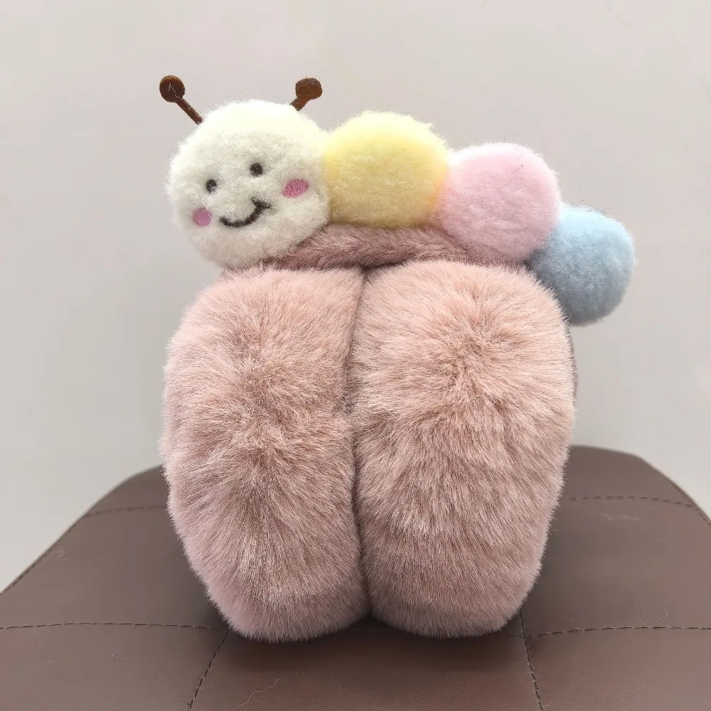 New Cute Caterpillar Foldable Earmuffs Soft Cold Protection Ear Cover Winter Accessories Portable Plush Earmuffs Student