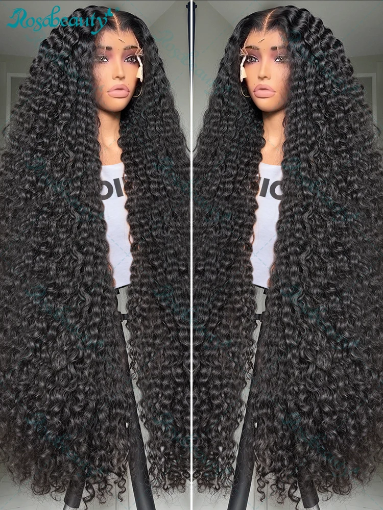 34Inch 360 Curly Human Hair Wig Brazilian13X6 Water Wave Lace Frontal Wigs For Women Human Hair 13x4 Deep Wave Lace Frontal Wig