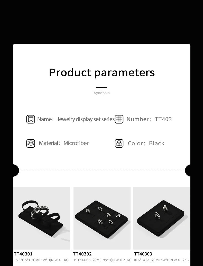 Oirlv Schwarze Schmuckablagen Organizer Display für Armreifen, Ringe, Ohrringe, Halsketten, Anhänger, Samt-Schmuckablagen, Schmuckgeschäft-Display-Set – Detail 6