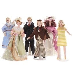 1:12 Dollhouse Miniature Victorian Doll People Model Girl Dress Doll British Style Uniform Boy Pink Girl Doll Model with Bracket