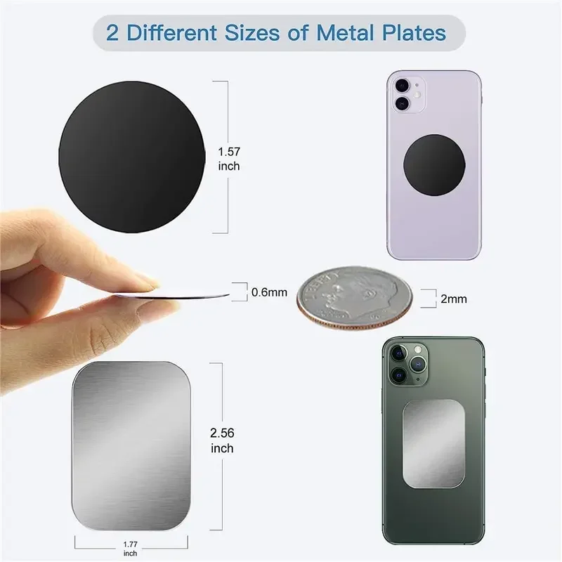 Thin Metal Plate Disk For Magnetic Car Phone Holder Iron Sheet Sticker Disk For Magnet Tablet Desk Phone Car Stand Mount Round