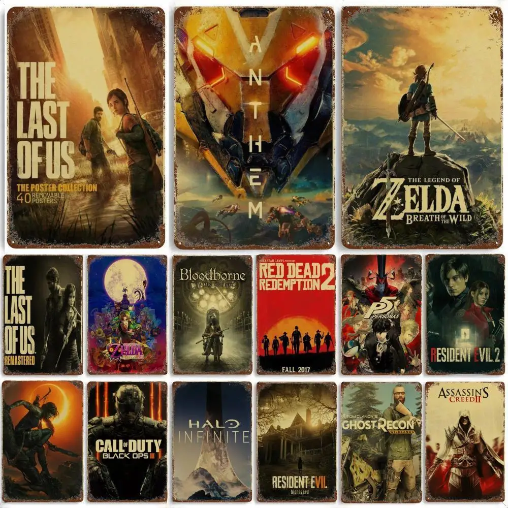 Vintage Game Series Posters  Metal Tin Sign Plaque Game Fans Collection Retro Decorative Plates Home Gaming Room Art Wall Decor