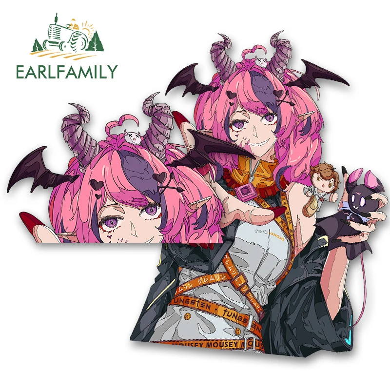 EARLFAMILY 13cm x 8cm Ai Yosei Fanart Car Accessories Pink Hair Point Original JDM Cartoon Peeker Girl Graffiti Stickers Decor