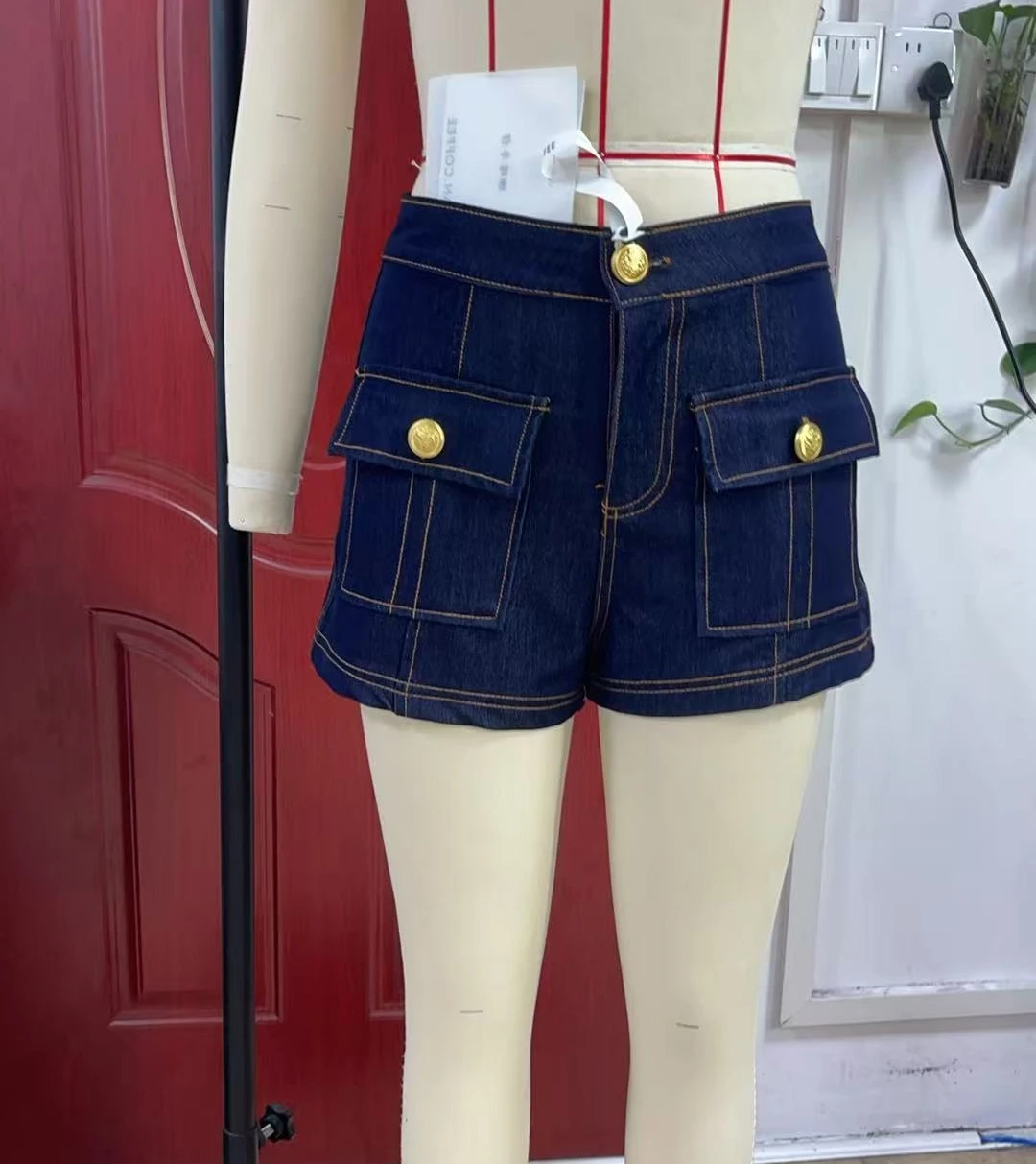

Темно-синие женские джинсовые шорты с высокой талией в стиле Y2K, американский стиль, модные повседневные облегающие шорты в стиле хип-хоп и готика, весна-лето 2026
