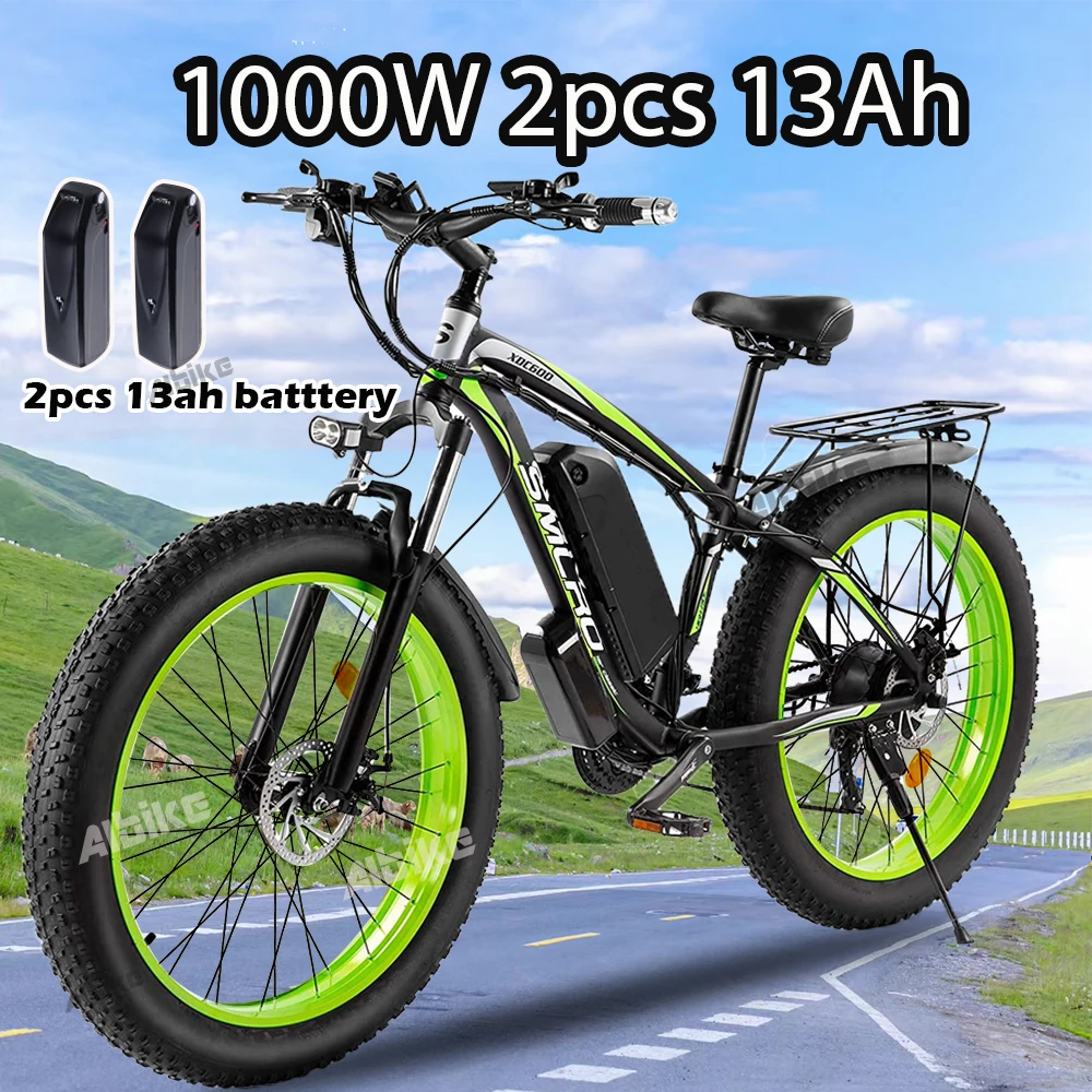 

Electric Bike with 2pcs 13Ah Battery 45km/h 1000W Motor 26 inch Fat Tire Electric Bike Urban City Commuter Ebike for Adults