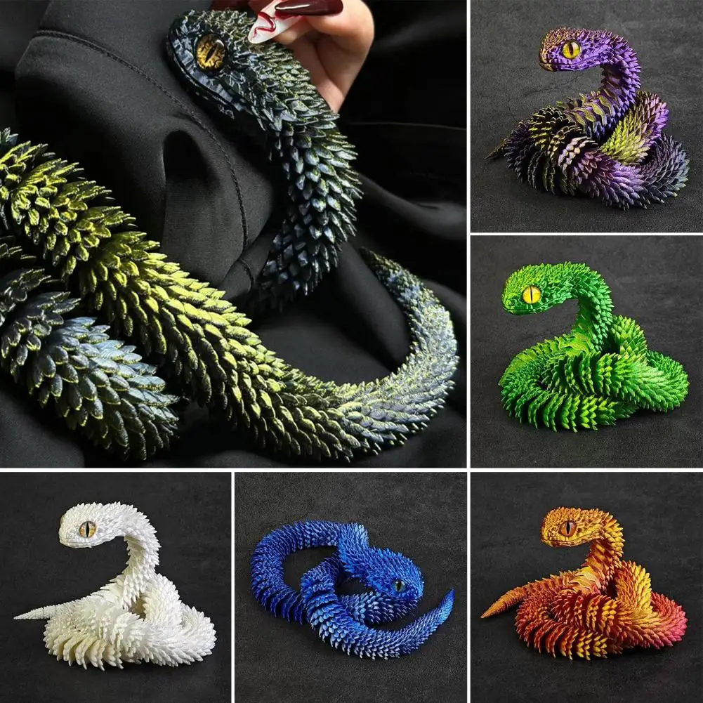 Joyful Fidget Toy for Students Professionals Articulated Snake Toy 3d Printed Collectible Fake Snake for Home Office Desk