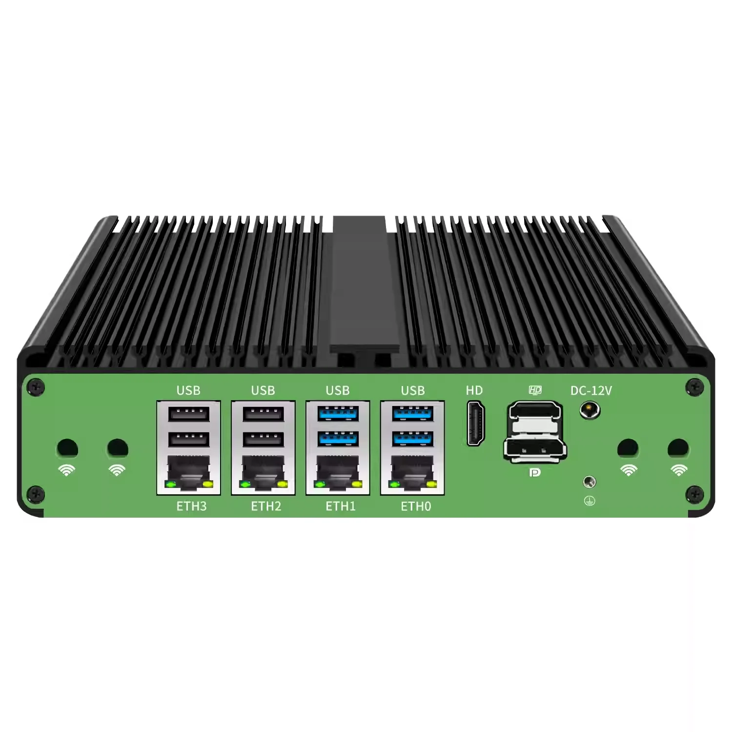 Yohirs Fanless Industrial Intel Core i7-8550U i5-8250U DDR4 4LAN i210 2COM RS232 GPIO 2xHD DP Mini PC Linux TPM2.0 Power Gateway