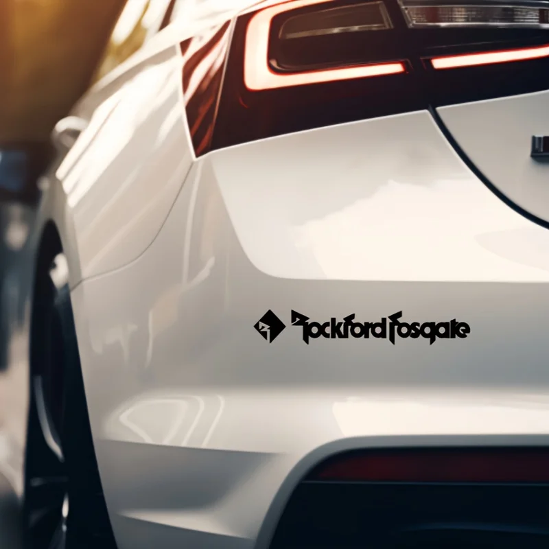 สติกเกอร์รถยนต์ Edgy Rockford Fosgate 1 ชิ้น, สติกเกอร์ติดรถยนต์ลายแบรนด์เครื่องเสียง, สติกเกอร์ตกแต่งรถยนต์สะดุดตาสำหรับตกแต่งภายนอกรถยนต์สุดเทรนดี้