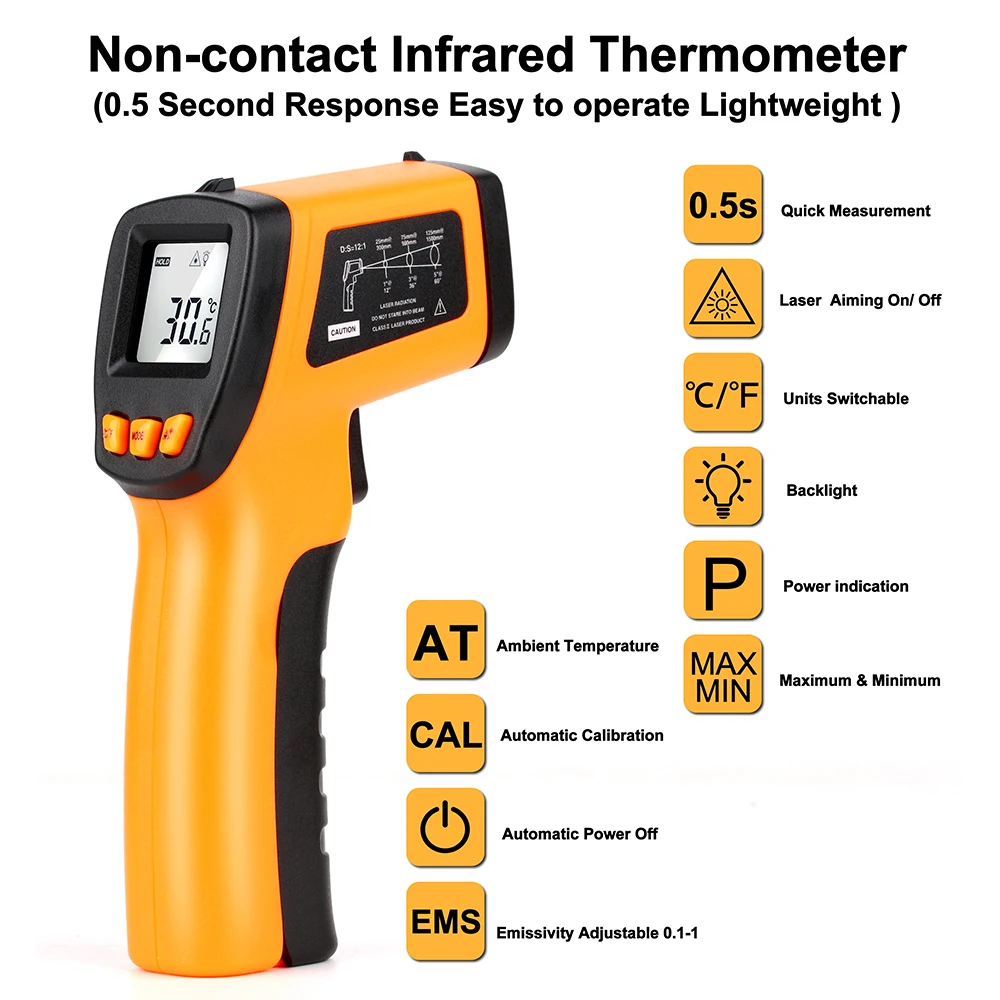 XRCLIF-termómetro infrarrojo láser sin contacto, pirómetro infrarrojo, medidor de temperatura IR, pistola de temperatura láser sin contacto