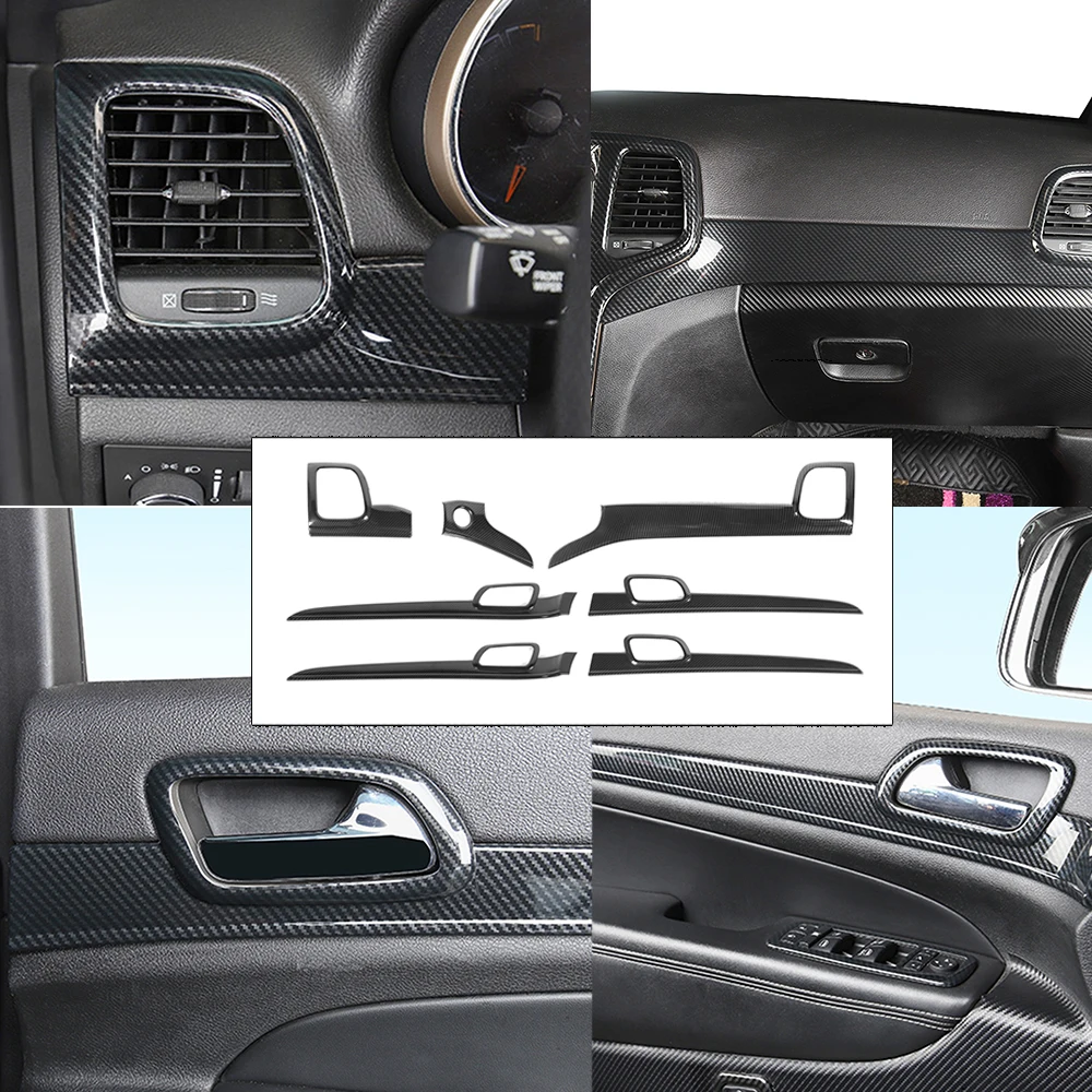 

Car Center Console Panel Inner Door Handle Decoration Cover Trim Stickers for Jeep Grand Cherokee 2014-2023 Interior Accessories