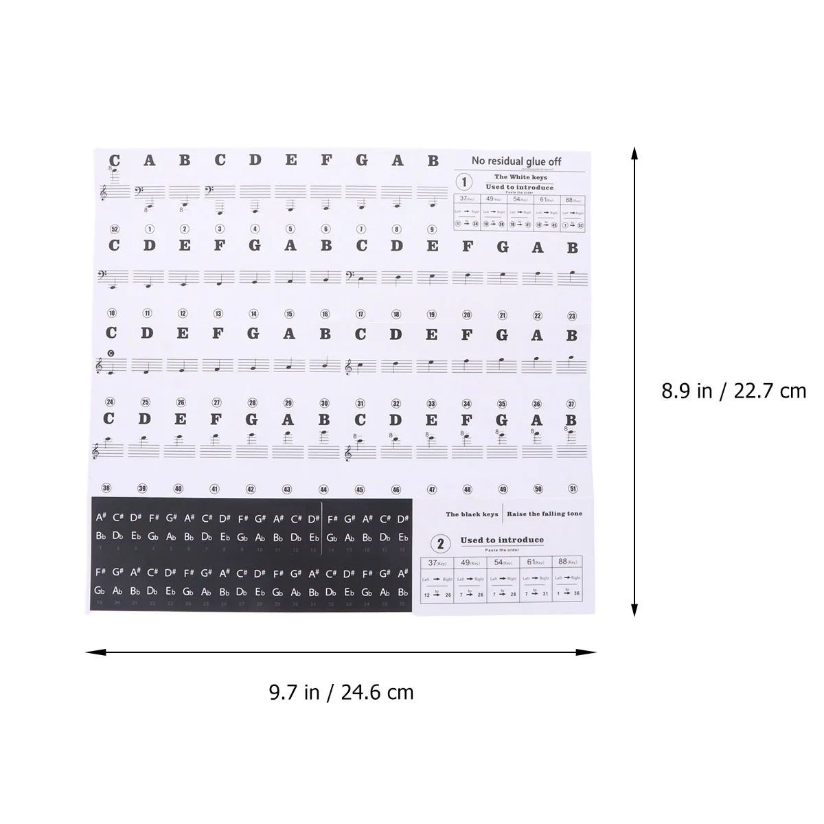 

Durable Piano Sticker Transparent Piano Keyboard Sticker Key Electronic Organ Stave Note Sticker (Black)