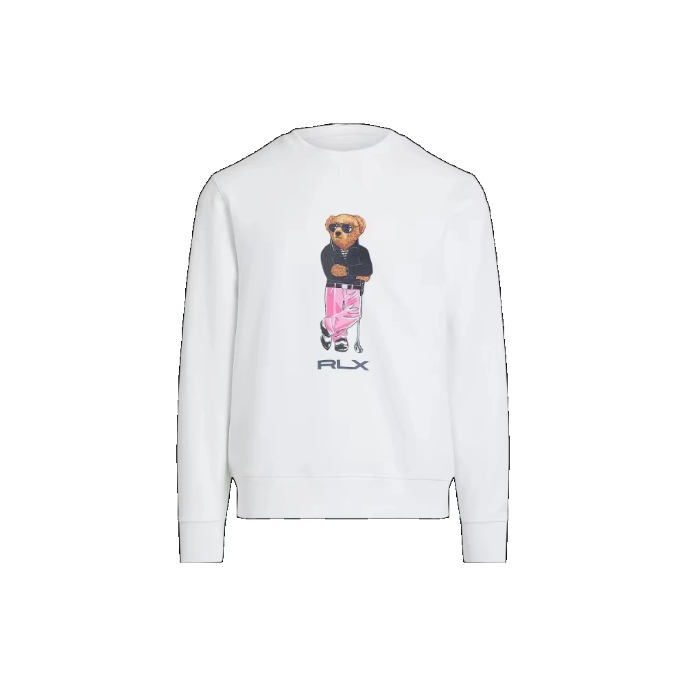 Fashion Brand Cartoon Bear Print Sweater Men's Casual Wear Autumn and Winter Fleece Pure Cotton High-quality Crew Neck Sweater