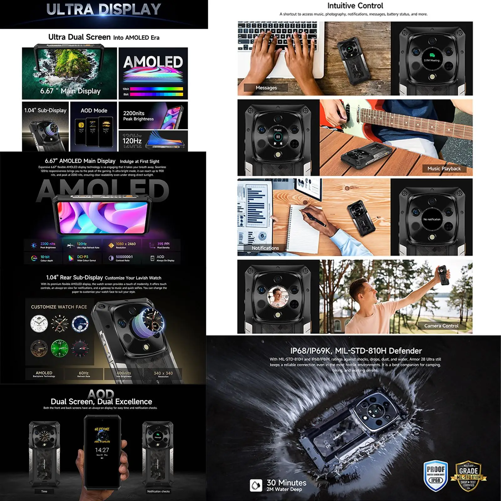 Ulefone Armor 28 Ultra 5G AI Rugged Phone 6.67" 16GB+1TB Thermal Imaging Night Vision 10600mAh Dimensity 9300 NFC Smartphone