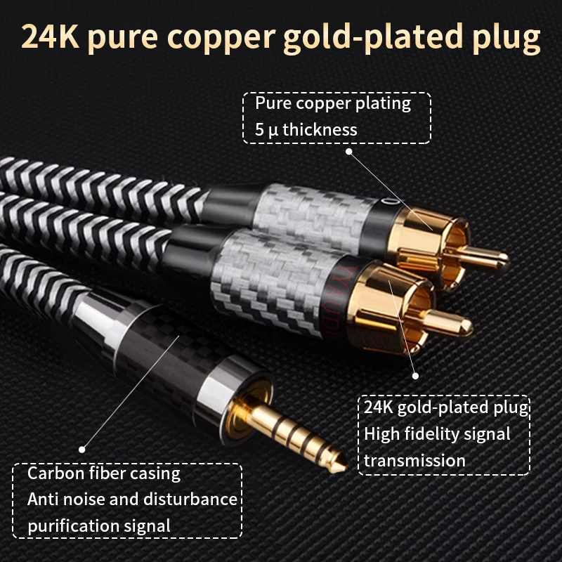 HIFI 7N OCC posrebrzany 4.4mm do 2 kabel Audio RCA 4.4mm balans do 2 RCA męski kabel do wzmacniacza zestaw słuchawkowy z głośnikiem