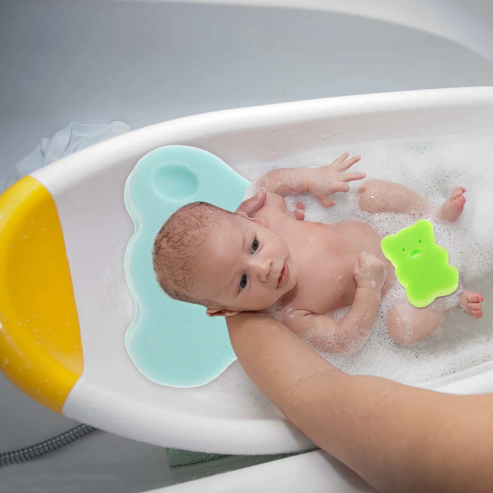 

Infant Bath Sponge Mat Breathable Comfort Non Slip Design for Baby Bathtub Or Sink Easy Clean Machine Washable Support Pad