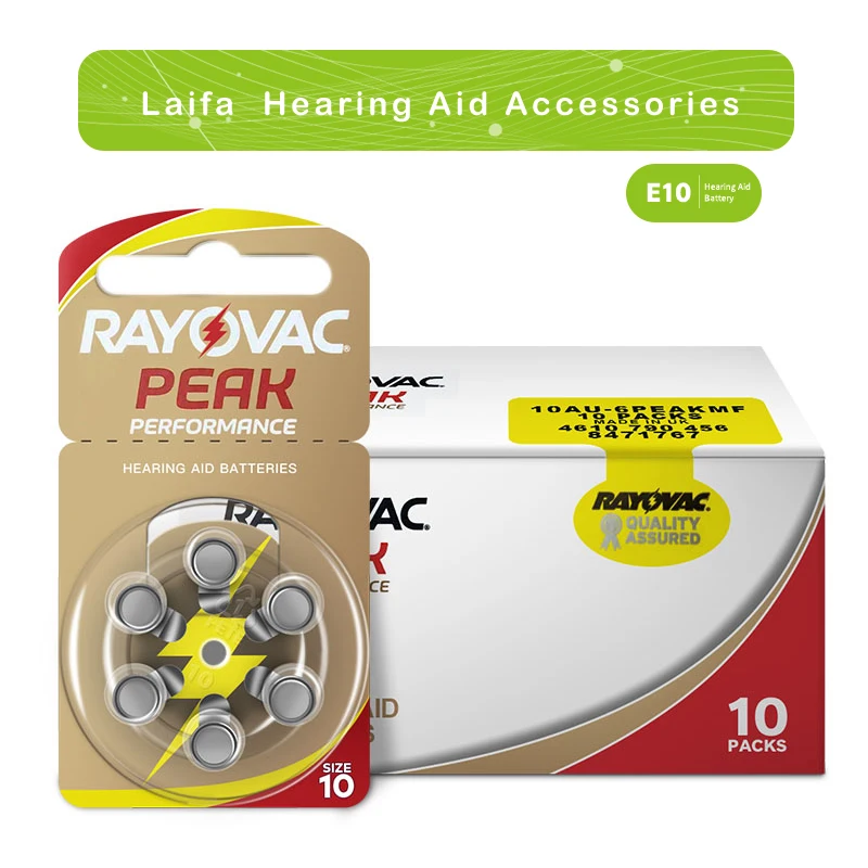 RAYOVAC-baterías de Zinc-aire para audífonos, baterías de 60 piezas para amplificadores de sonido, A10, 10A, ZA10, 10, S10, 60 piezas