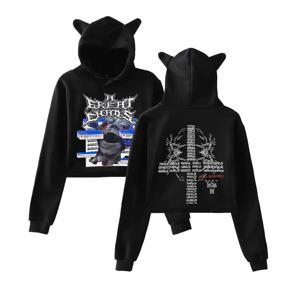 

Ken Carson Vintage 90s Streetwear logo Hoodie Merch Hoodies Sweatshirts for Girls Cat Ear Crop Fashion Sports Pullover
