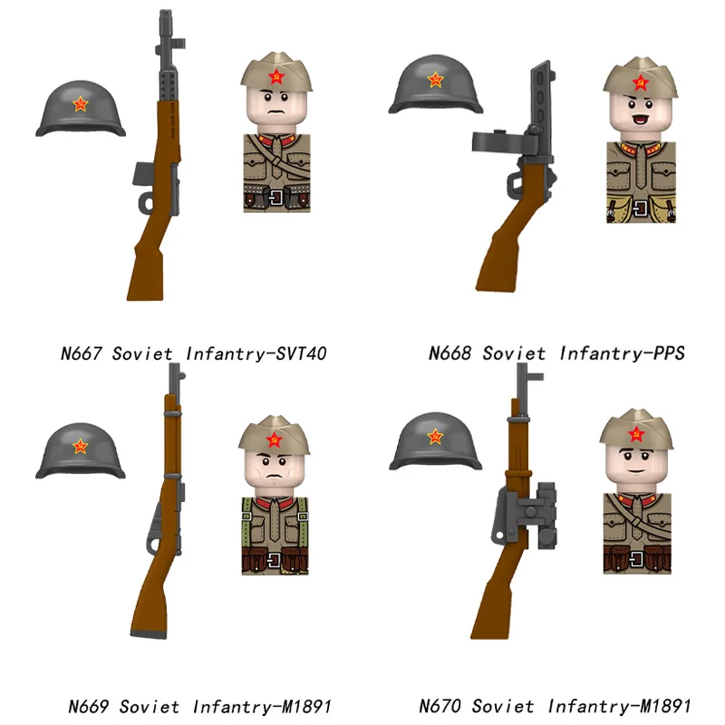

MOC WW2 Военные Советские Красные Армии Солдаты Фигурки Строительные Блоки Пехота PPS Пистолеты Воин Шлемы Лодка Шляпа DIY Кирпичи Игрушки Мальчики