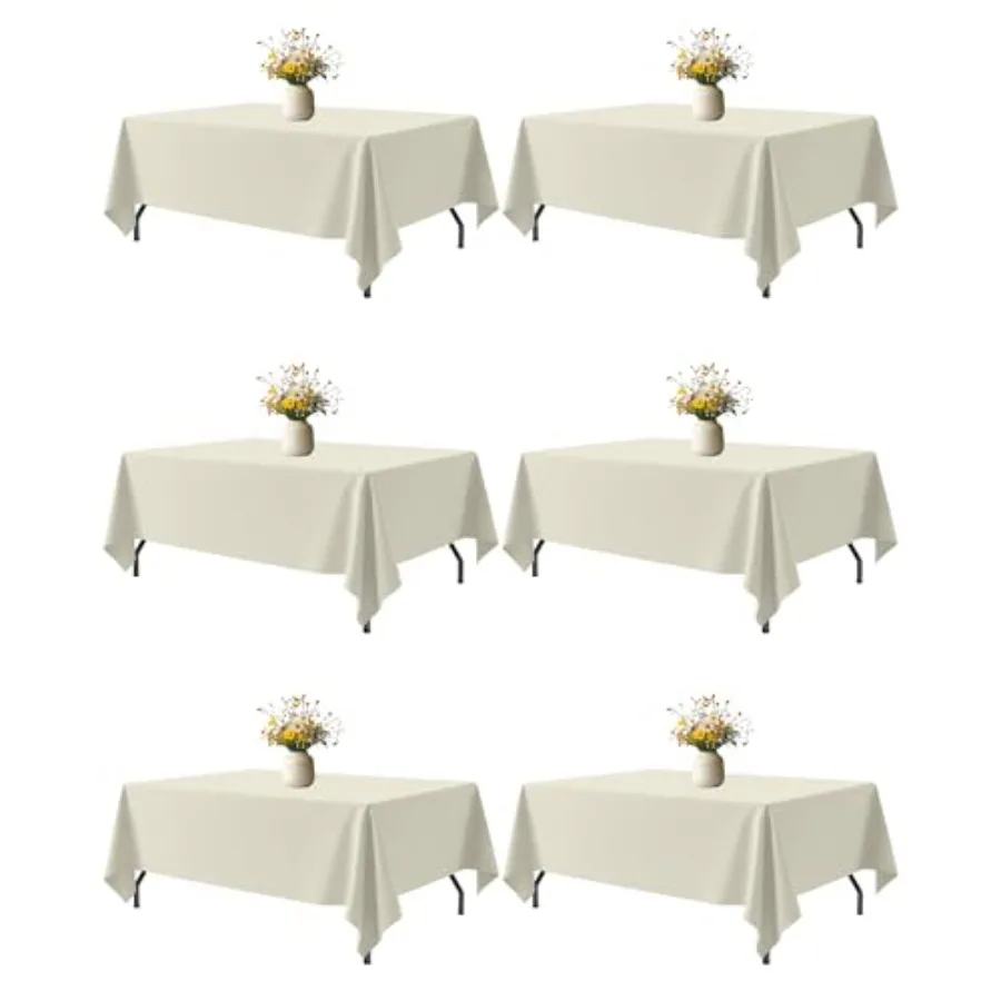 

Скатерти - набор из 6 штук, моющиеся полиэстеровые скатерти для столов длиной 5 футов, устойчивые к сминанию, для свадеб и вечеринок
