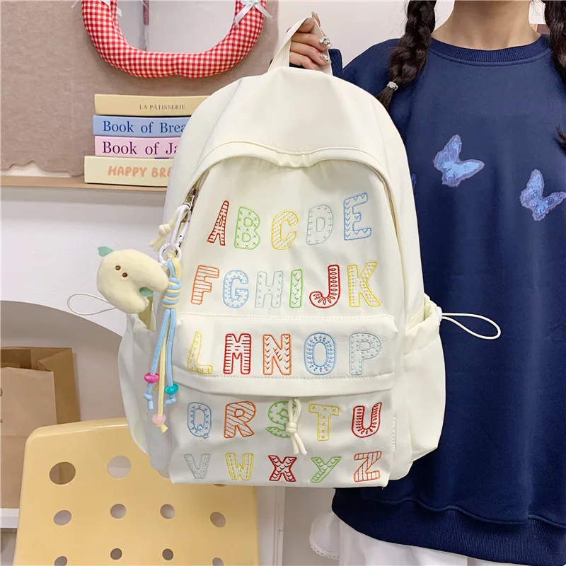 

2025 Instagram Aesthetic Backpack for Girls Letter Print School Bag Large Capacity Student Rucksack for Teens