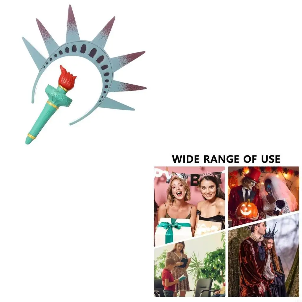 

Statue Torch Headband For Independence Day Celebration Halloween Event